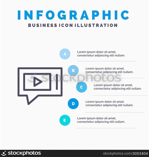 Chat, Live, Video, Service Line icon with 5 steps presentation infographics Background