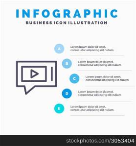 Chat, Live, Video, Service Line icon with 5 steps presentation infographics Background