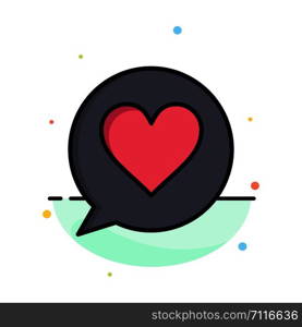 Chat, Love, Heart Abstract Flat Color Icon Template