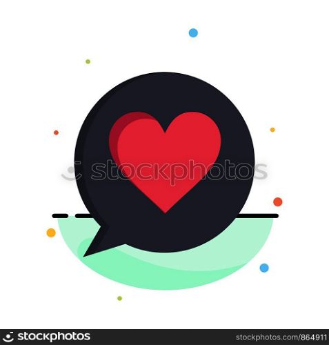 Chat, Love, Heart Abstract Flat Color Icon Template