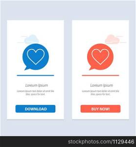 Chat, Love, Heart Blue and Red Download and Buy Now web Widget Card Template