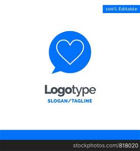 Chat, Love, Heart Blue Business Logo Template