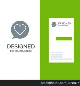 Chat, Love, Heart Grey Logo Design and Business Card Template