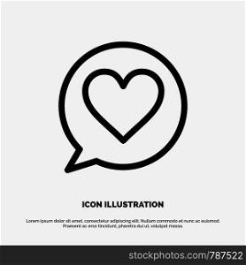 Chat, Love, Heart Vector Line Icon