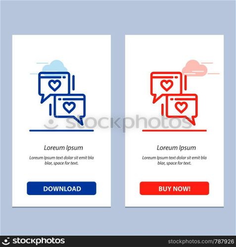 Chat, Love, Heart, Wedding Blue and Red Download and Buy Now web Widget Card Template