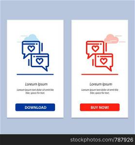 Chat, Love, Heart, Wedding Blue and Red Download and Buy Now web Widget Card Template