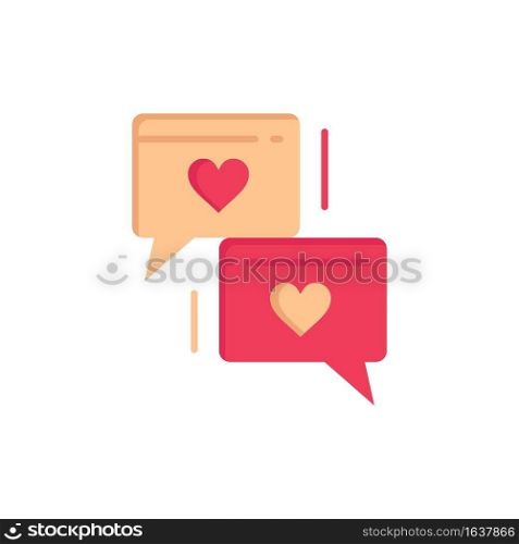 Chat, Love, Heart, Wedding  Flat Color Icon. Vector icon banner Template