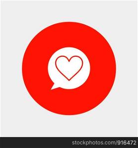 Chat, Love, Heart white glyph icon