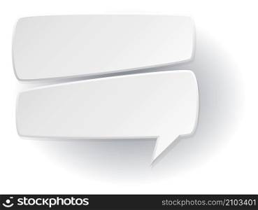 Chat message. Blank white paper speech balloon isolated on white background. Chat message. Blank white paper speech balloon