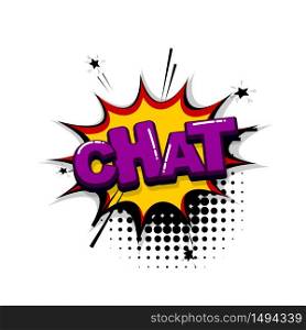 Chat message comic text sound effects pop art style. Vector speech bubble word and short phrase cartoon expression illustration. Comics book colored background template.