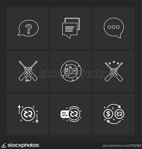 chat , message , conversation , bat , ground ,halmet , dollar, pay with , crypto currency , icon, vector, design, flat, collection, style, creative, icons