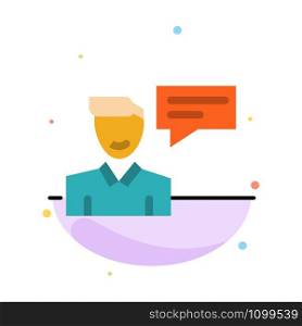 Chat, Message, Popup, Man, Conversation Abstract Flat Color Icon Template