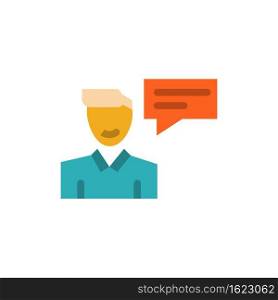Chat, Message, Popup, Man, Conversation  Flat Color Icon. Vector icon banner Template