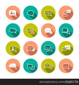 Chat message speech talk text bubble communication flat icons set isolated vector illustration