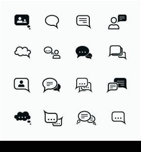 Chat message speech talk text bubble communication icons set isolated vector illustration
