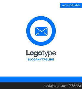 Chat, Message, Support, Text Message, Typing Blue Solid Logo Template. Place for Tagline