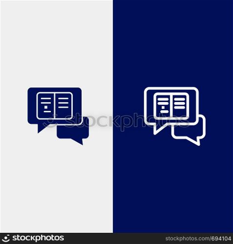 Chat, Messages, Popup, Sms Line and Glyph Solid icon Blue banner Line and Glyph Solid icon Blue banner