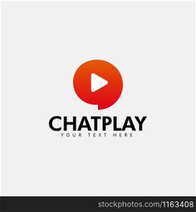 Chat play logo design template vector isolated