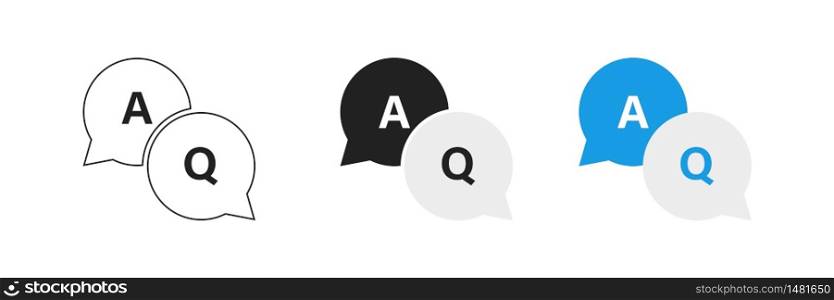 Chat question answer bubble set isolated icon. Flat vector illustration