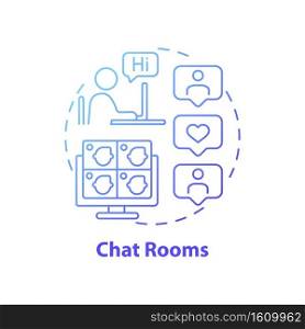 Chat rooms concept icon. New media ex&le idea thin line illustration. Exchanging text-based messages in online space. Virtual room. Instant messaging. Vector isolated outline RGB color drawing. Chat rooms concept icon
