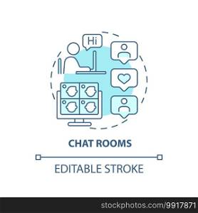 Chat rooms concept icon. New media ex&le idea thin line illustration. Synchronous conferencing. Text group chat. Instant messaging. Vector isolated outline RGB color drawing. Editable stroke. Chat rooms concept icon