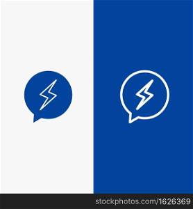 Chat, Sms, Chatting, Power Line and Glyph Solid icon Blue banner Line and Glyph Solid icon Blue banner