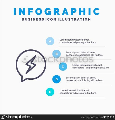 Chat, Sms, Chatting, Power Line icon with 5 steps presentation infographics Background