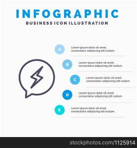 Chat, Sms, Chatting, Power Line icon with 5 steps presentation infographics Background