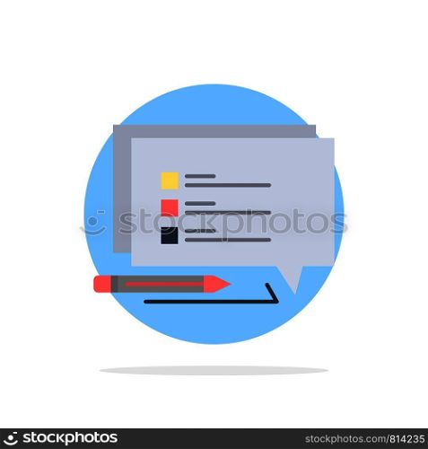 Chat, Sms, Message, Write Abstract Circle Background Flat color Icon