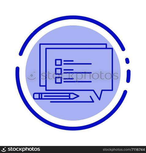 Chat, Sms, Message, Write Blue Dotted Line Line Icon