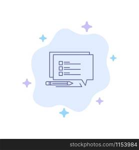 Chat, Sms, Message, Write Blue Icon on Abstract Cloud Background