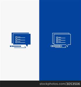 Chat, Sms, Message, Write Line and Glyph Solid icon Blue banner Line and Glyph Solid icon Blue banner