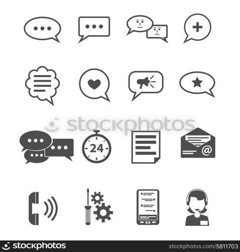 Chat social media communication apps and internet contact icon black set isolated vector illustration. Chat Icon Black