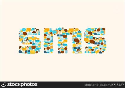 Chat speech bubbles communication icons flat set in sms lettering shape vector illustration