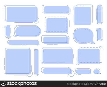 Chat speech bubbles. Geometric thought balloons, clouds for messages or dialogue chats vector isolated set. Empty or blank dream tags or labels for communication of different shapes. Chat speech bubbles. Geometric thought balloons, clouds for messages or dialogue chats vector isolated set