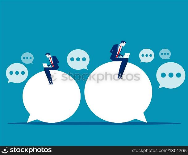 Chat talk. Business people for sending messages to sharing ideas. Concept business online learning vector illustration, Speech bubbles, Flat business cartoo design, meeting.