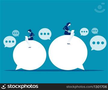 Chat talk. Business people for sending messages to sharing ideas. Concept business online learning vector illustration, Speech bubbles, Flat business cartoo design, meeting.