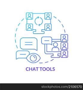 Chat tools blue gradient concept icon. Business software type abstract idea thin line illustration. Instant messaging. Isolated outline drawing. Roboto-Medium, Myriad Pro-Bold fonts used. Chat tools blue gradient concept icon