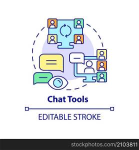 Chat tools concept icon. Business software type abstract idea thin line illustration. Transmitting text messages. Isolated outline drawing. Editable stroke. Roboto-Medium, Myriad Pro-Bold fonts used. Chat tools concept icon