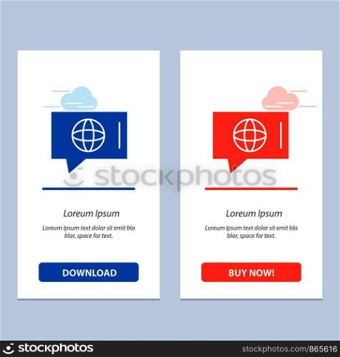 Chat, World, Technical, Service Blue and Red Download and Buy Now web Widget Card Template