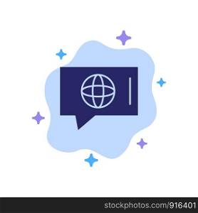 Chat, World, Technical, Service Blue Icon on Abstract Cloud Background