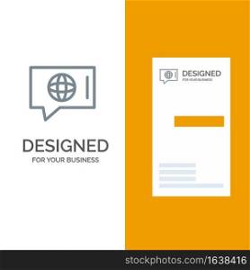 Chat, World, Technical, Service Grey Logo Design and Business Card Template