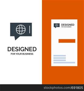 Chat, World, Technical, Service Grey Logo Design and Business Card Template