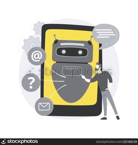 Chatbot Artificial Intelligence abstract concept vector illustration. Artificial intelligence, chatbot service, interactive support, machine learning, natural language processing abstract metaphor.. Chatbot Artificial Intelligence abstract concept vector illustration.