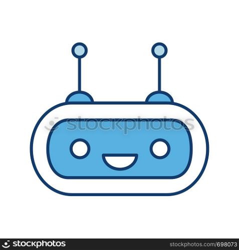 Chatbot color icon. Talkbot. Laughing chat bot. Modern robot. Virtual assistant. Conversational agent. Isolated vector illustration. Chatbot color icon