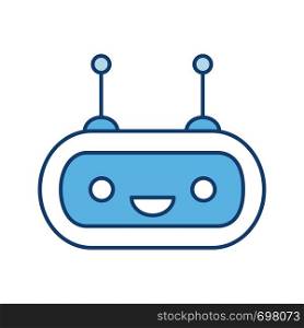 Chatbot color icon. Talkbot. Laughing chat bot. Modern robot. Virtual assistant. Conversational agent. Isolated vector illustration. Chatbot color icon