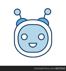 Chatbot color icon. Talkbot. Modern robot. Round head laughing chat bot. Virtual assistant. Conversational agent. Isolated vector illustration. Chatbot color icon