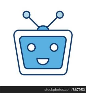 Chatbot color icon. Talkbot. Modern robot. TV laughing chat bot. Virtual assistant. Conversational agent. Isolated vector illustration. Chatbot color icon