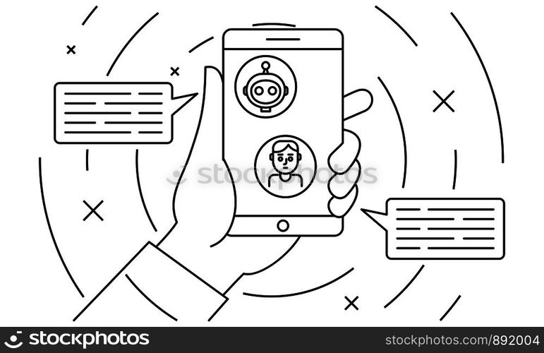 Chatbot concept background. Outline illustration of chatbot vector concept background for web design. Chatbot concept background, outline style