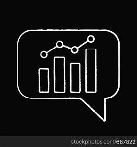 Chatbot graph chalk icon. Chat bot diagram and analytics. Virtual assistant. Trading bot. Isolated vector chalkboard illustration. Chatbot graph chalk icon